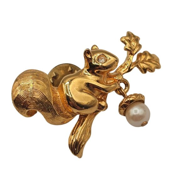 Avon GoldTone Squirrel Oak Leaf Fairy Cabin CottageCore Whimsy Fall Harvest Pins - Picture 6 of 13